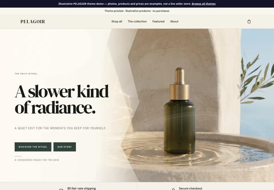 PELAGOIR actual Snapfront storefront theme preview